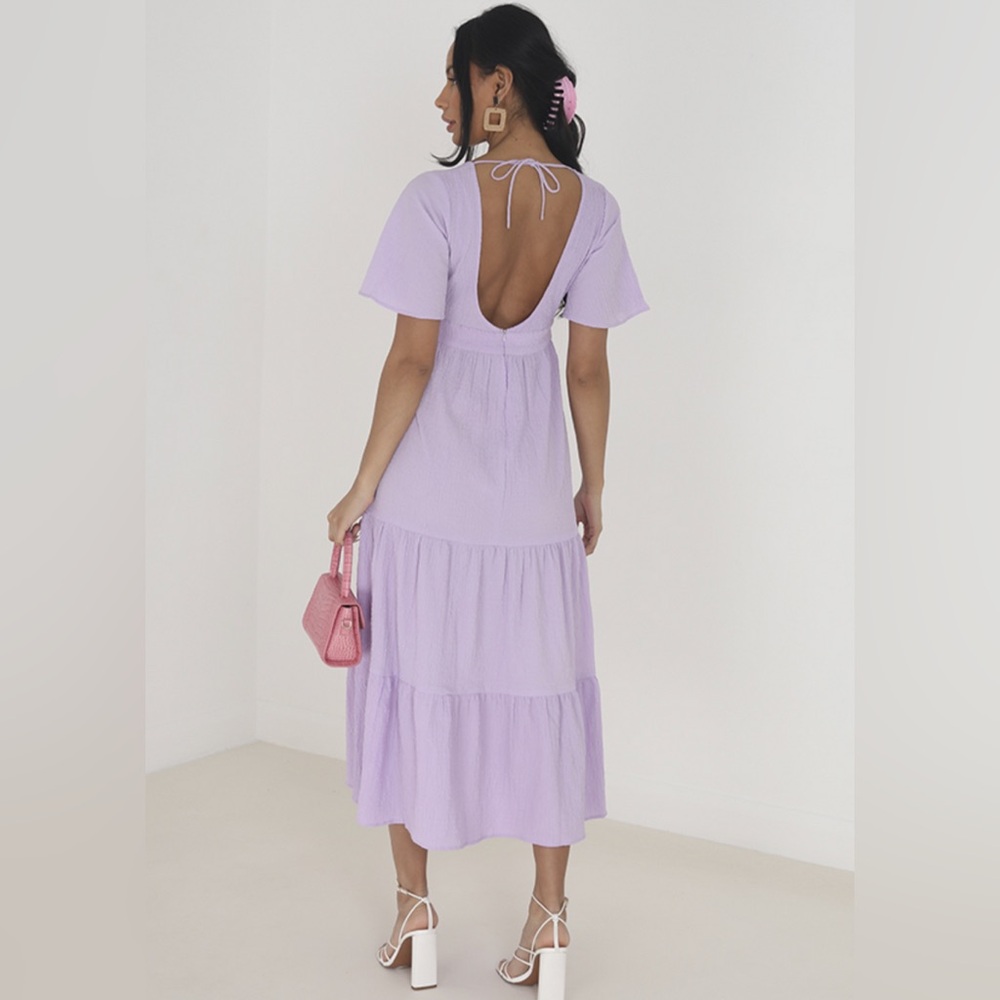 NWT Brave Soul London Lilac Open Back Tiered Dress - Picture 2 of 11